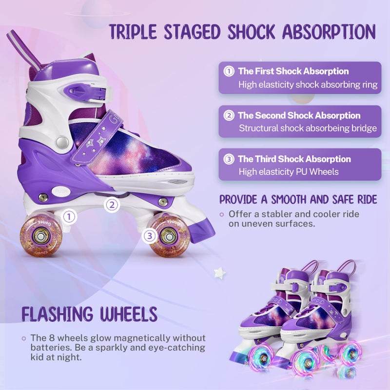 Gonex Roller Skates for Girls Kids Boys Women with All Light Up Wheelsï¼ŒAdjustable Rollerskates for Beginners Toddler Youth, Gift for Indoor Outdoor - Image 4